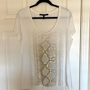 WHBM ivory python metallic tee. XL.
